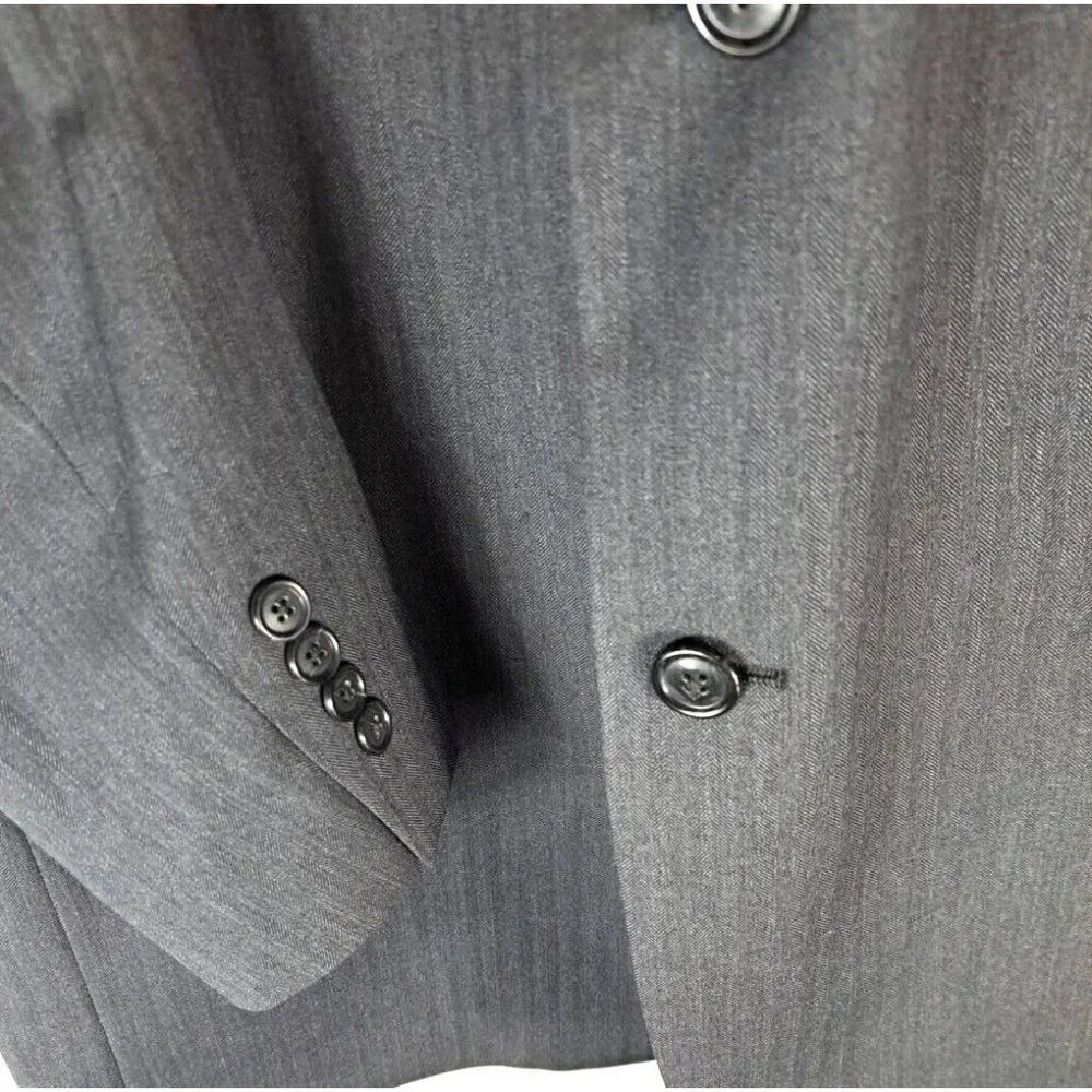 Mens Jos A Bank Signature Blazer Sports Coat Wool Gray Herringbone Business 44L - Picture 2 of 6